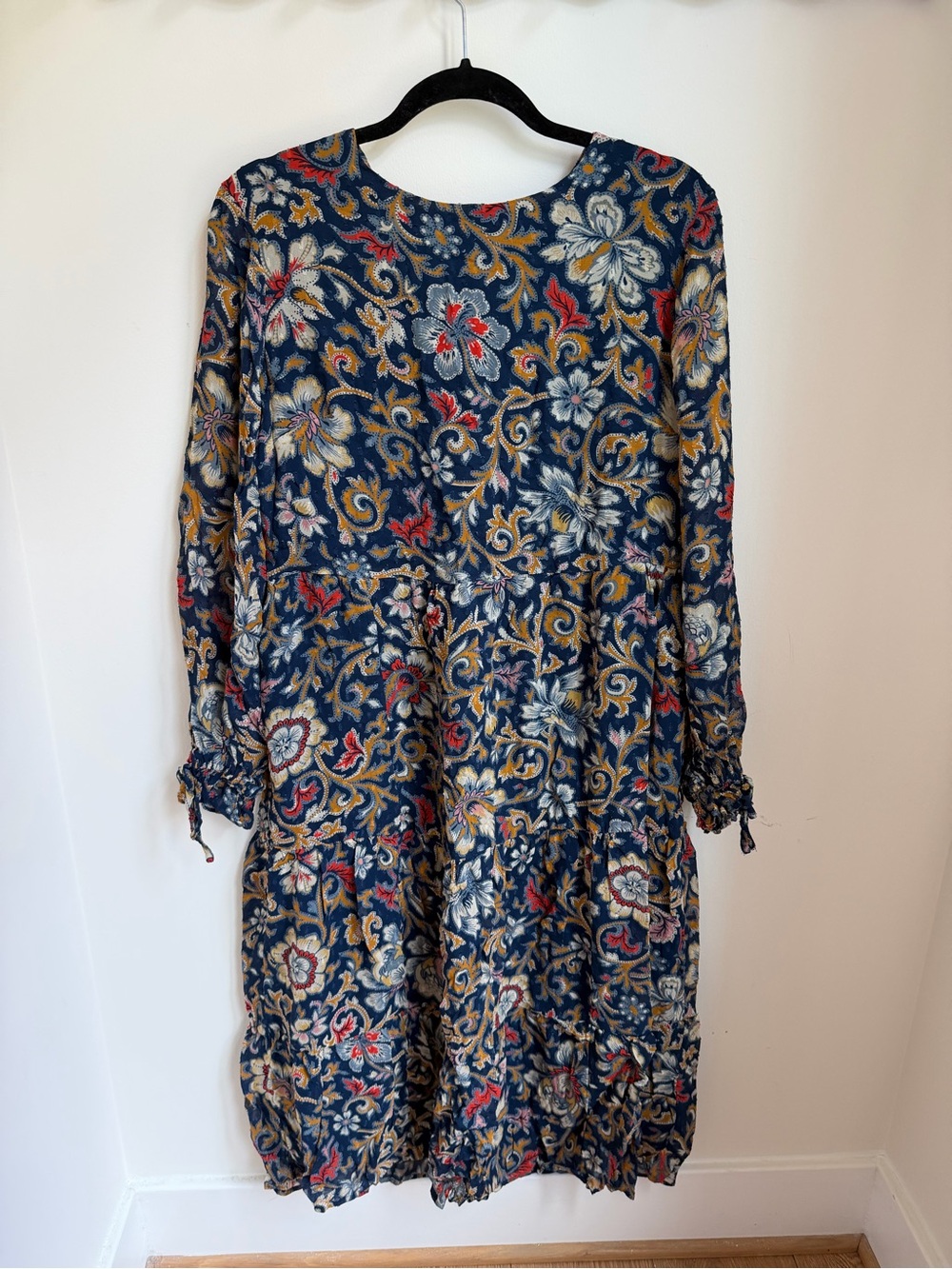 Boden Tie Detail Tiered Midaxi Dress, Multi, Botanical Lawn